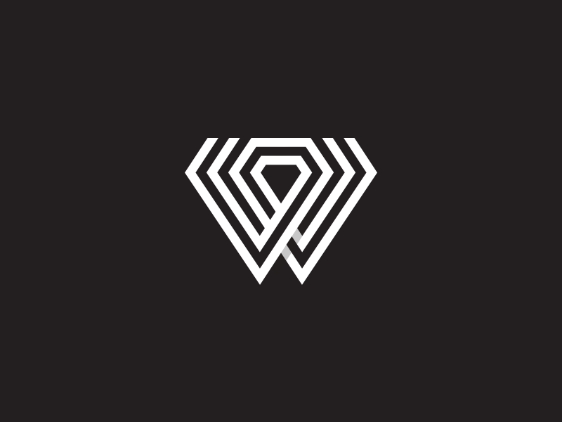 W+Diamond2 diamond jewelry jewelery w typography ui letterform character letter line monogram flat mark vector identity symbol logo branding design icon