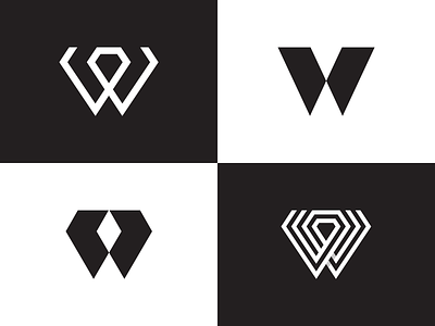 W+Diamond Options branding character design diamond flat icon identity letter letterform line logo mark monogram negative space symbol typography ui vector w