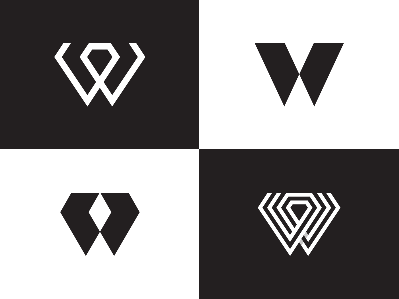 W+Diamond Options diamond w negative space ui typography letterform character line letter monogram flat mark vector identity symbol logo branding design icon