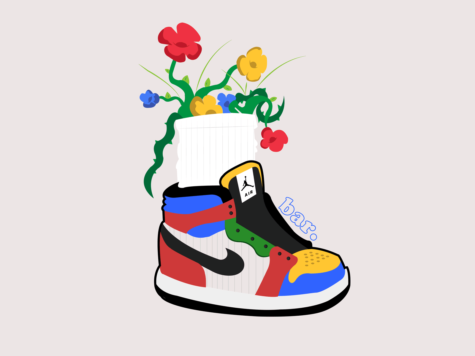 Just Grow It illustration jordans nike sneaker art sneakers vector vibrant colors