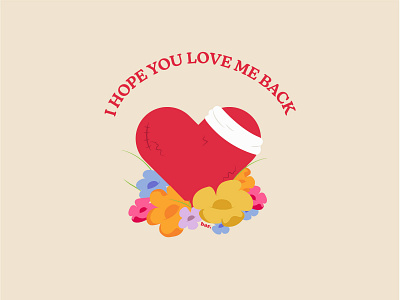 I Hope You Love Me Back dribbleweeklywarmup flowers heart illustration love valentine valentines day vector