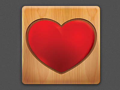 Logo App heart logo wood