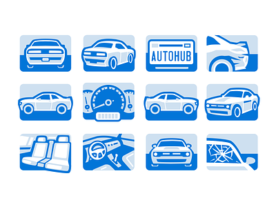 Autohub icons auto car drive icon icons rental sell store used vector