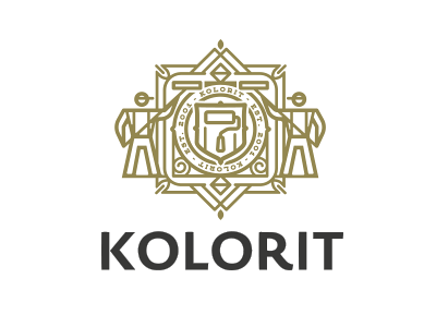 Kolorit badge coat of arms gold heraldic logo man paint paint roller worker