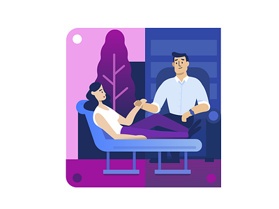 Therapy session character flat illustration man modern psychoterapy therapist therapy vector woman