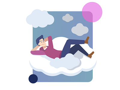 Comfort zone character cloud flat illustration modern sky vector