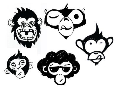 Monkey faces attitude characters monkey punk sketch