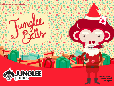 Jungleebells christmas gifts handlettering junglee monkey postcard smoking typography