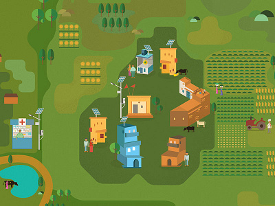 Dharnai: Greenpeace's solar powered village clean energy greenpeace illustration isometric ngo solar sun village