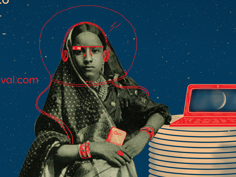 Saree future retro rocket delhi chandni chowk pretty sari future space travel gif comic india dhoti saree
