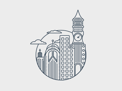 Illustration building city design icon illustration line