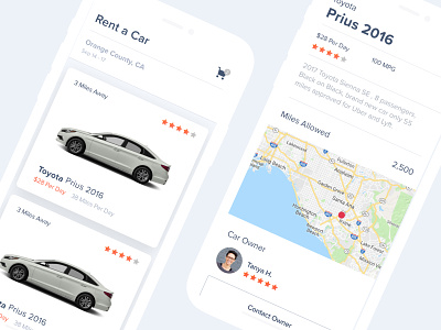 Rent a Car - Discovery and Detail Page app apple brand branding car clean design ios mobile phone rental ui ux web website