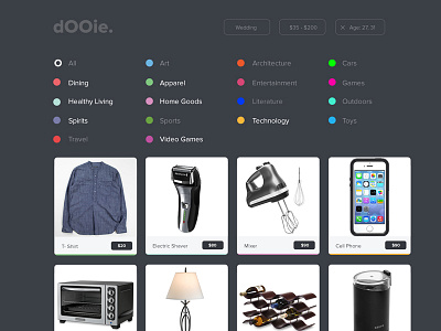 Dooie design grid list products shopping web website