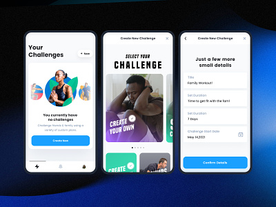 Create New Challenge App Design app branding button clean create new design field fitness form gallery ios mobile ui ux web website workout