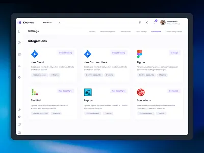 Kobiton - Integration Gallery accounts app branding clean dashboard design detail illustration integrations logo teams ui ux web website