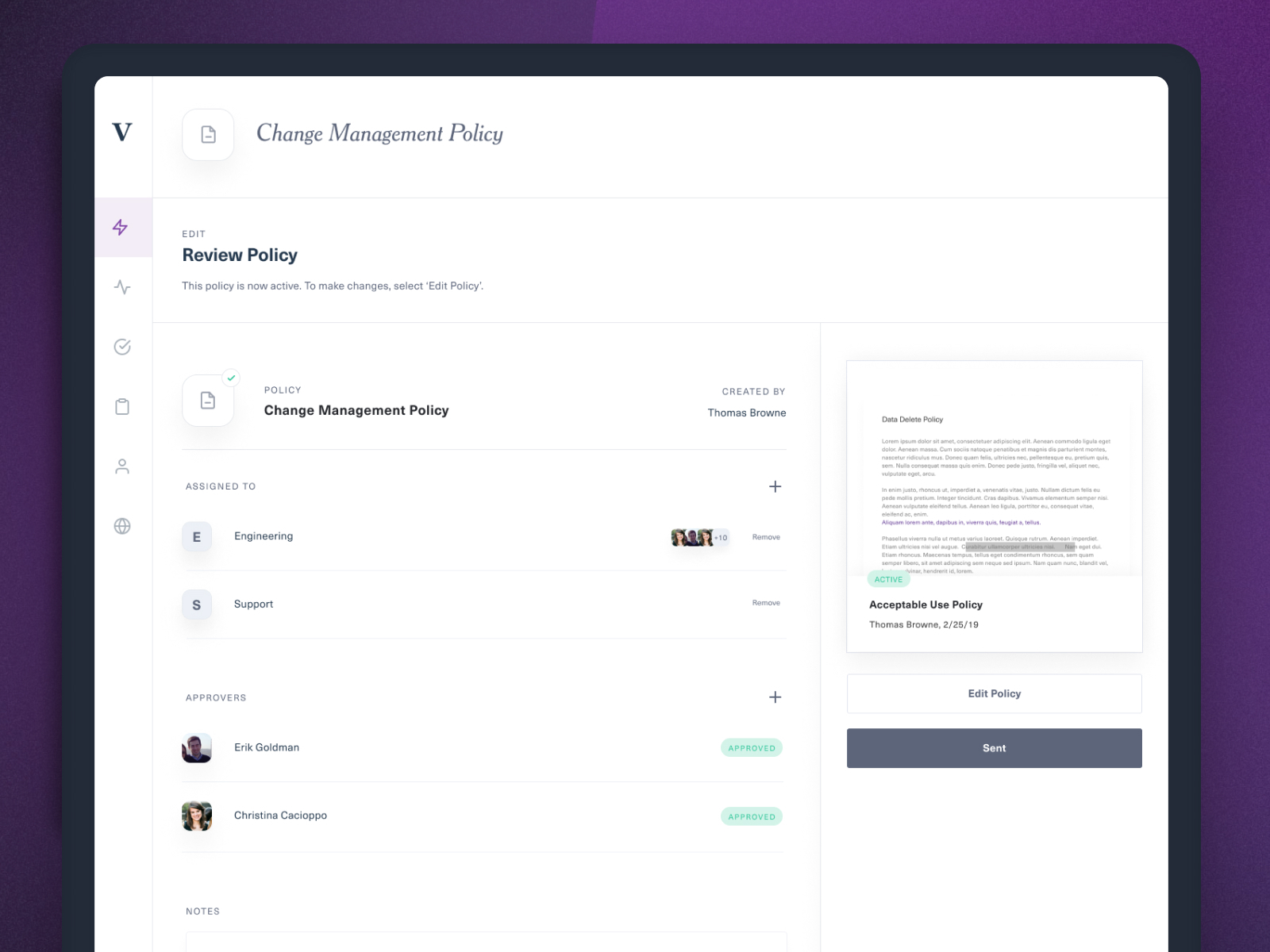 Vanta Policy Management by Shea Lewis for Knife and Fox on Dribbble