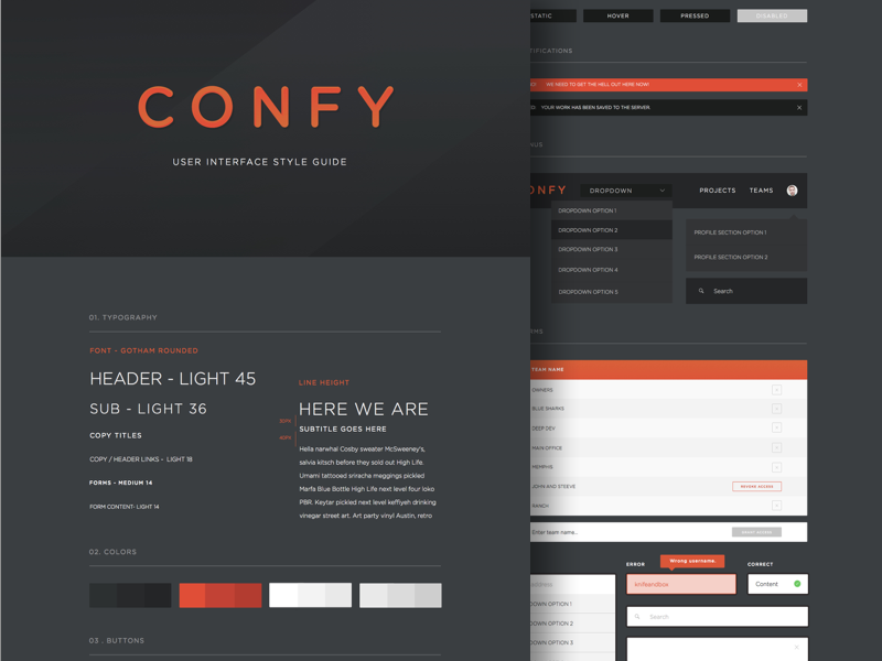 CONFY UI Kit header style guide type ui user interface web web design