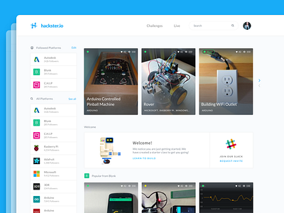 Hackster Website Design app application clean homepage illustration robots tech ui ux web design website