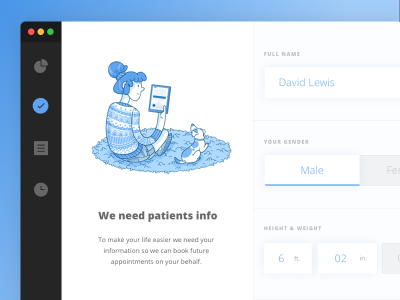 Health Client Input care medical form mac app web website ui health