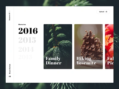 Memories account app dates desktop los angeles simple timeline typography ui upload user interface website