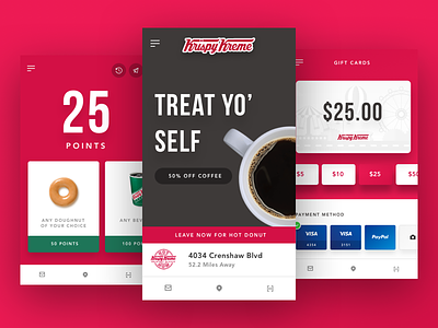 Design Exploration for Krispy Kreme app design food interface ios iphone krispy kreme los angeles payment slider ui ux