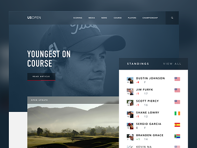 US Open Web Design app clean design golf los angeles sports ui user interface usopen web web design website
