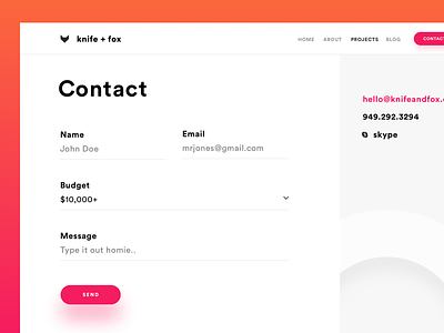 Contact Form app contact. clean design form iphone list ui web web design website