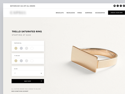 Custom Jewelry custom design ecommerce fashion jewelry sales shopify squarespace ui ux web website