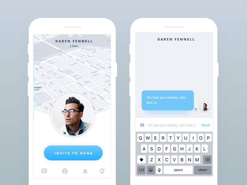 Chat + Hang App friends chat los angeles mobile ios app iphone application clean ui ux design