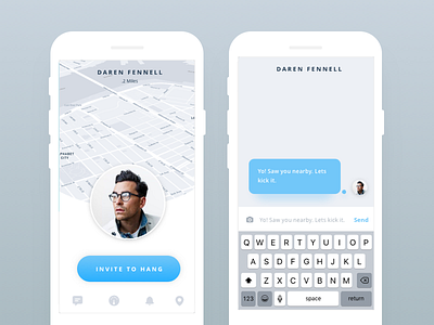 Chat + Hang App app application chat clean design friends ios iphone los angeles mobile ui ux
