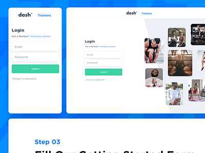 Dash Training app clean dashboard design fitness iphone login login page ui user interface ux web website