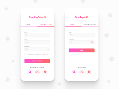 New Login & Register UI android design ios design mockup