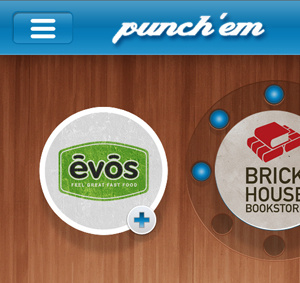 Punch 'Em buttons card discount food iphone mobile navigation punch ux wallet