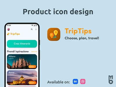 Product icon design for TripTips branding design icon logo vector