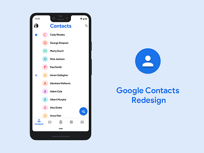 Google Contacts Redesign app design illustration redesign ui ux