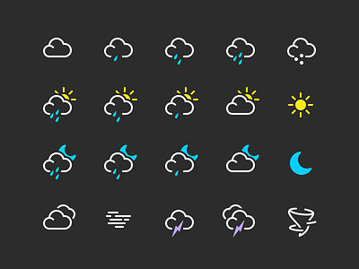 Some weather icons from World Clock app app apple icons illustration mac os x real work sketch app weather 💎