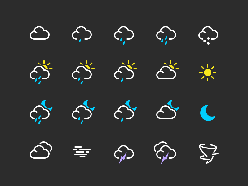Some weather icons from World Clock app mac os x real work app icons