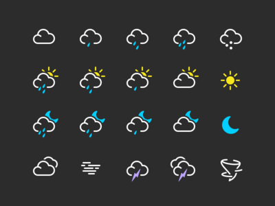 Some weather icons from World Clock app app apple icons illustration mac os x real work sketch app weather 💎