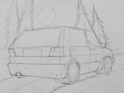 Volkswagen Golf MK2 GTI - Sketch car illustration sketch volkswagen