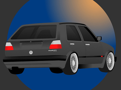 Volkswagen Golf MK2 GTI - Vector with colour car illustration illustrator vector volkswagen