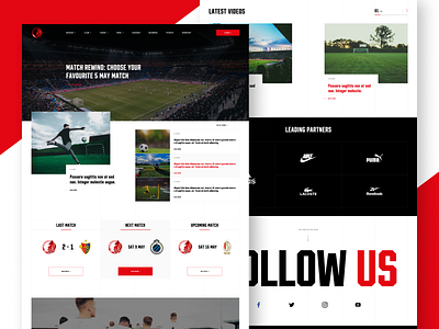 Red Devils football club button club concept design figma flat football minimal project switzerland typography ui ux web webdesign website website design