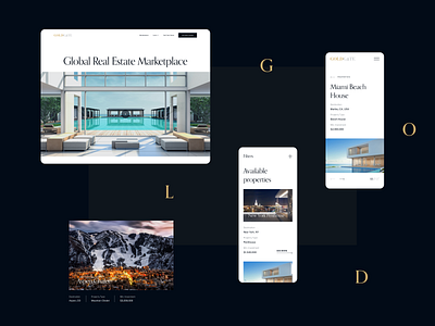 Gold Gate architecture business figma flat houses luxury minimal platform real estate rent typography ui ux web design website