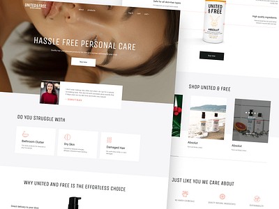 United & Free Skincare beauty beauty brand cosmetics fashion figma flatdesign men minimalist organic skincare brand ui ux website women