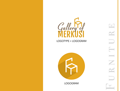 Gallery of Merkusi (GM) Logo - Furniture chair logo furniture furniture app furniture logo graphic design logo design logogram logotype yellow logo