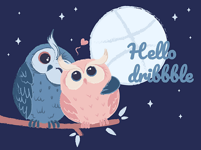 Cute Owls cute first shot hello dribbble love owls valentine day