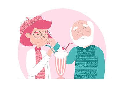Love knows no age cute grandparents illustration love lovers