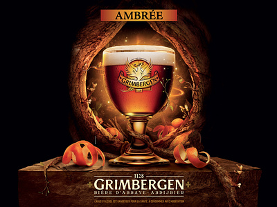 Grimbergen beer illustration key visual packaging photoshop retouching