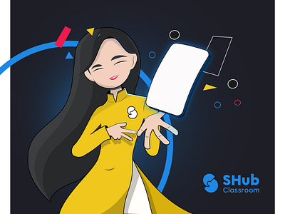 Launching Teacher App branding character illustration