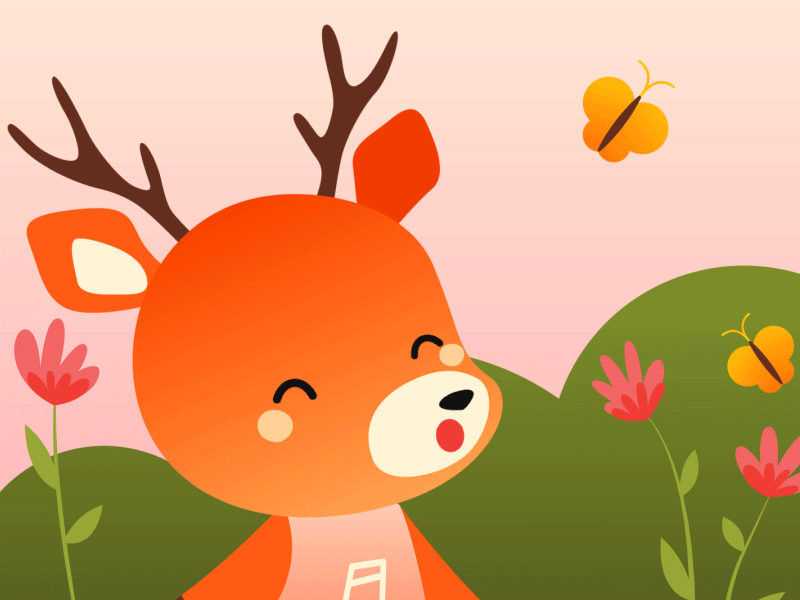 Rémi the deer 2d after affects anim animation cute deer design flat forest illustration kawaii loop loop animation motion motion design