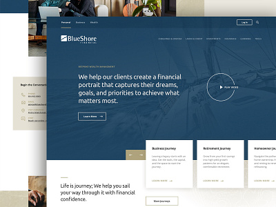 Blueshore Financial clean financial app nautical webdesign